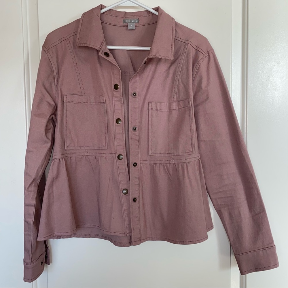 Ruched Pink Denim Jacket